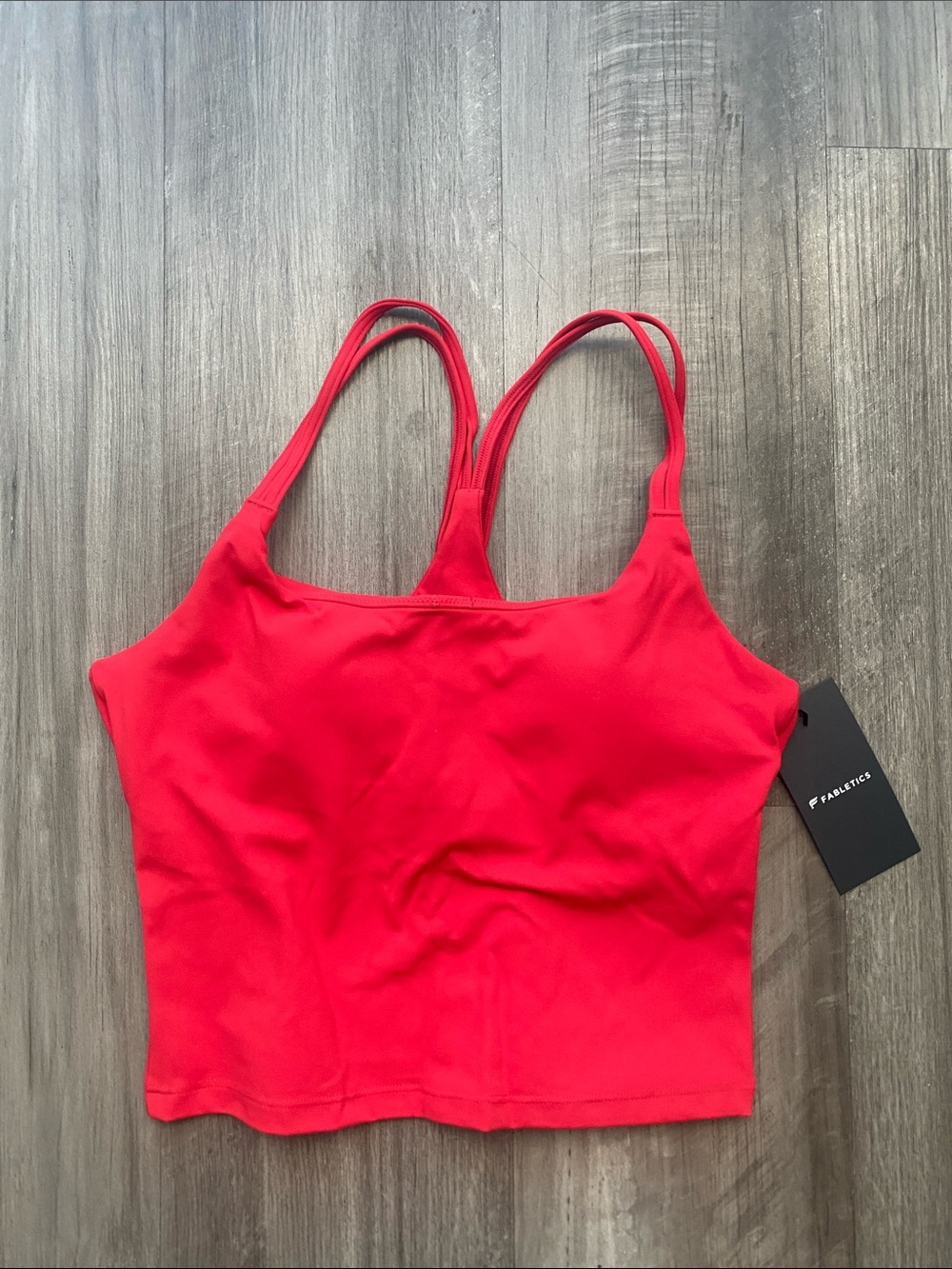 Fabletics Red Double-Strap Crop Sports Bra